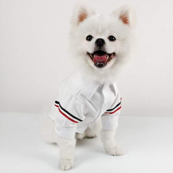 

1pc Slim Fit Dog Shirt, White