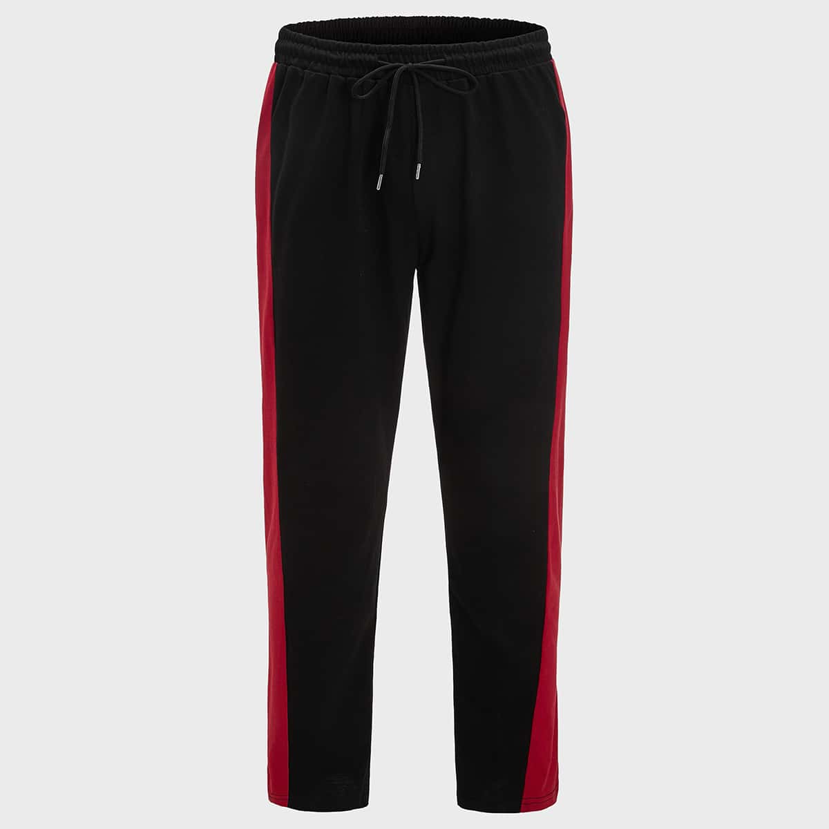 

Guys Contrast Panel Drawstring Waist Sweatpants, Black