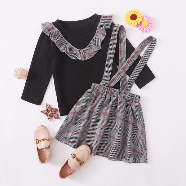 

Toddler Girls Ruffle Trim Tee & Pinafore Skirt, Multicolor