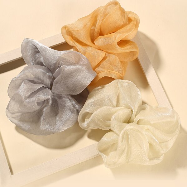 

3pcs Simple Solid Scrunchie, Multicolor