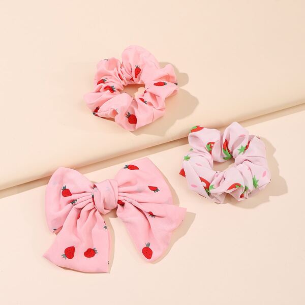 

3pcs Strawberry Pattern Hair Accessory, Pink