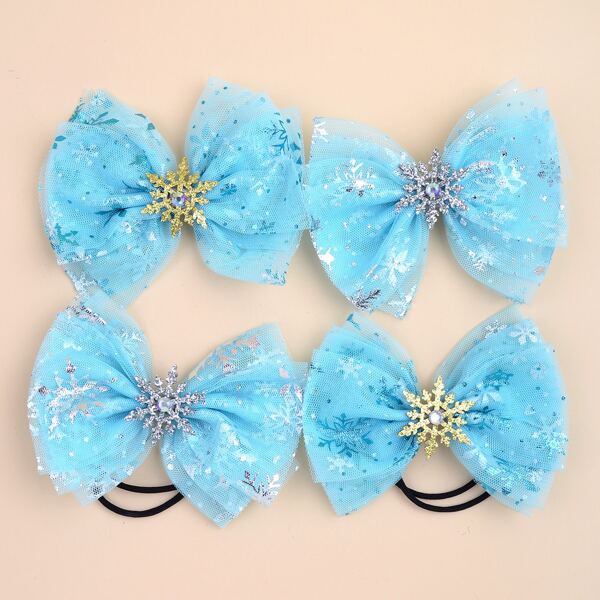 

4pcs Toddler Girls Bow Decor Hair Accessory, Blue