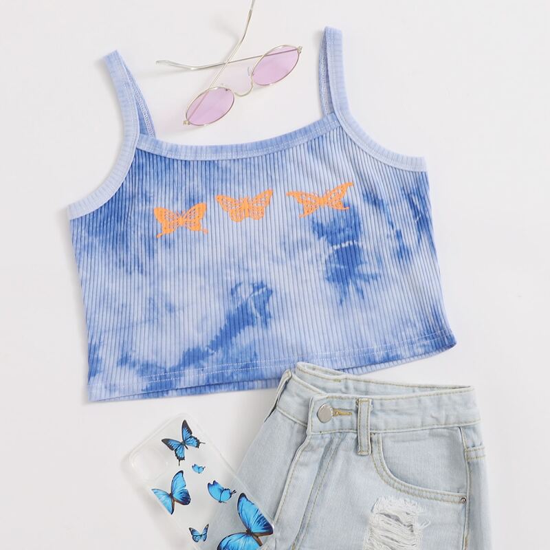 

Butterfly Print Tie Dye Cami, Blue