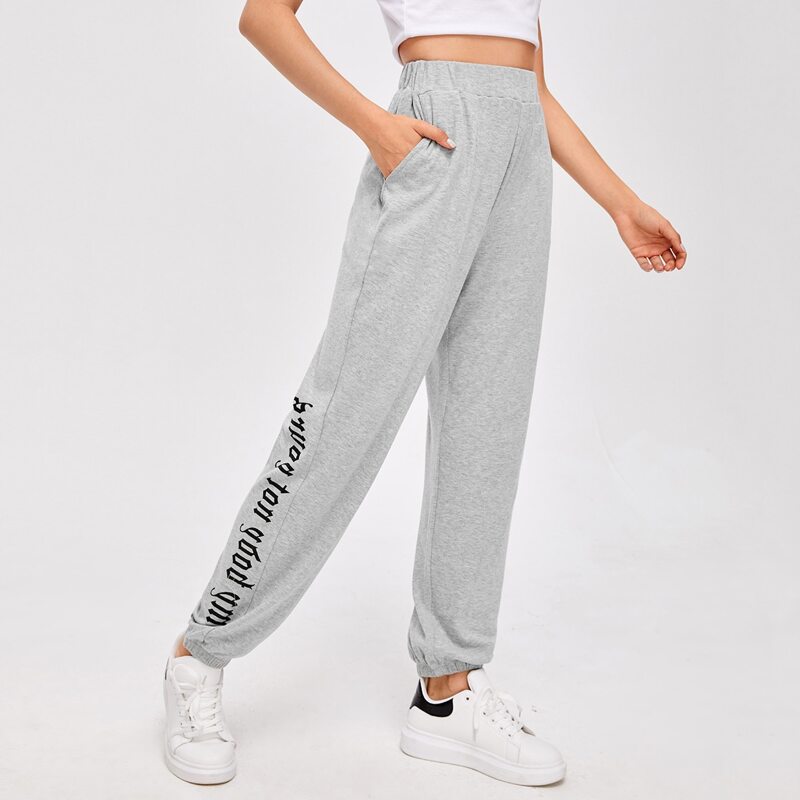 

Letter Graphic Joggers, Light grey