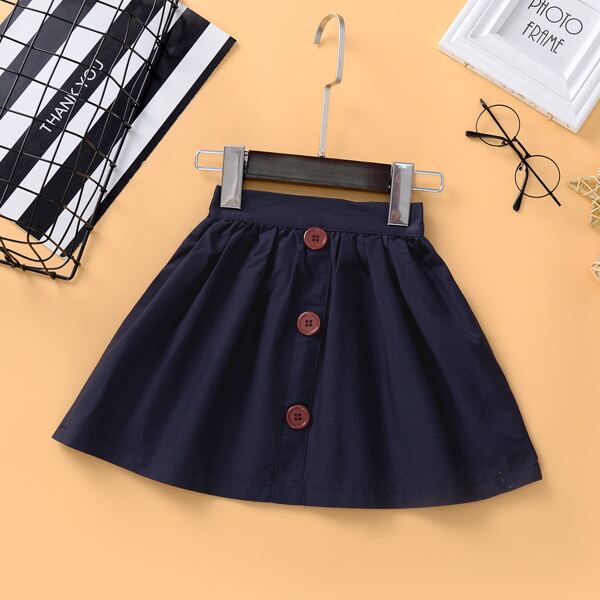 

Toddler Girl Button Front Flare Skirt, Navy blue