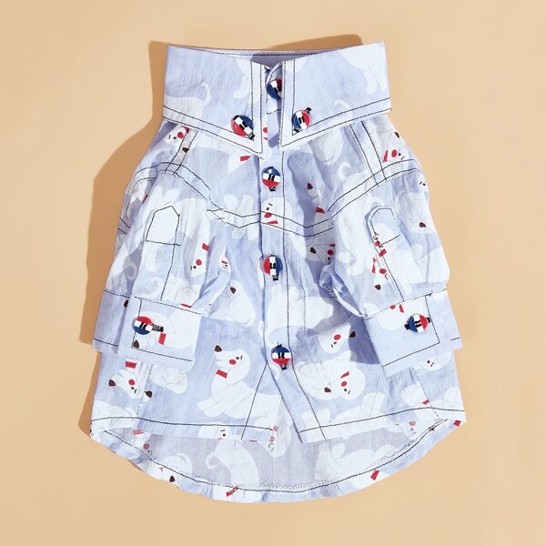 

1pc Cartoon Print Dog Shirt, Blue