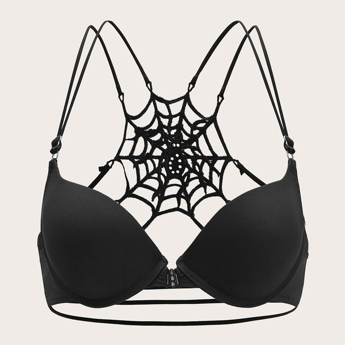 

Spider Web Cutout Bra, Black