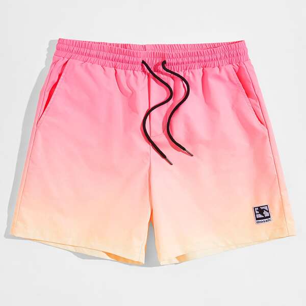 

Men Patched Detail Ombre Shorts, Multicolor