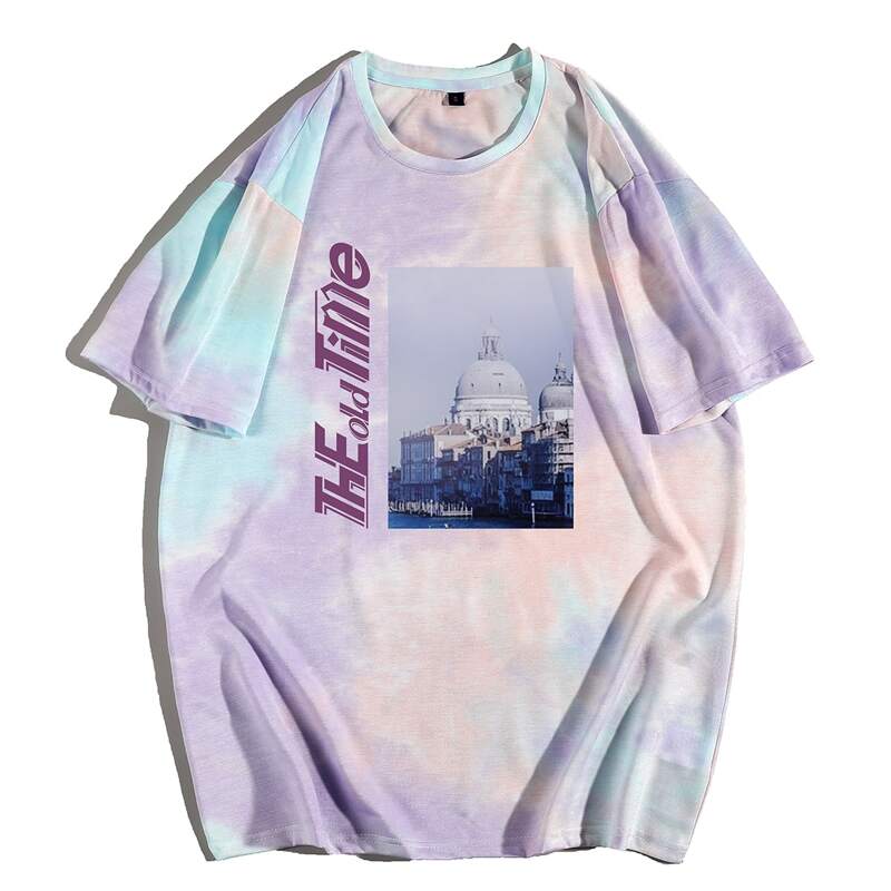 

Guys Tie Dye Building And Letter Graphic Tee, Multicolor