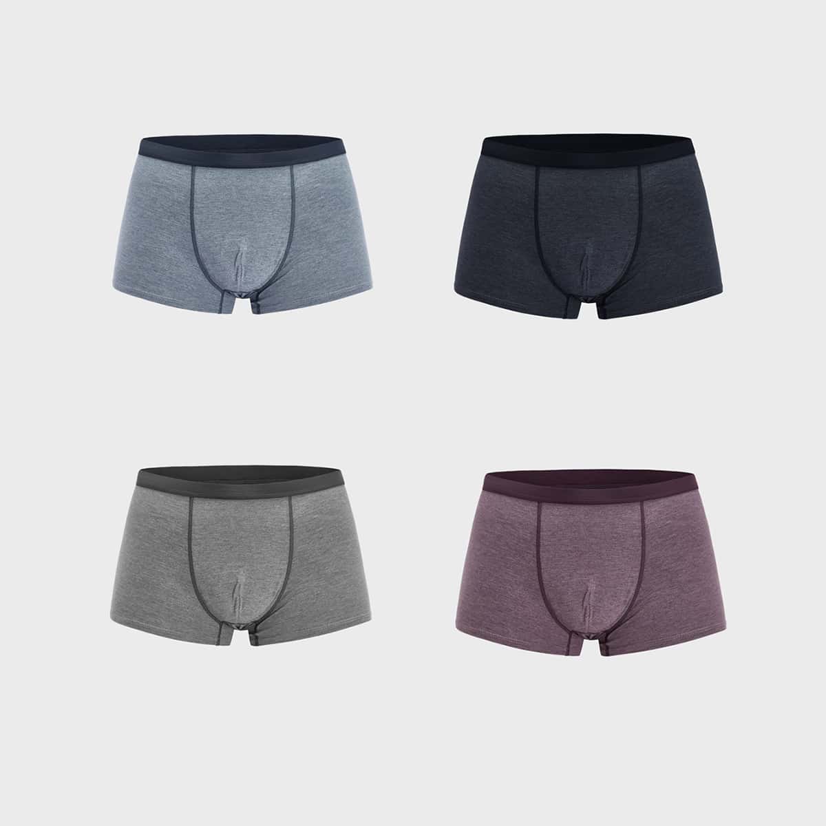 

Guys 4pcs Topstitching Boxer Brief, Multicolor