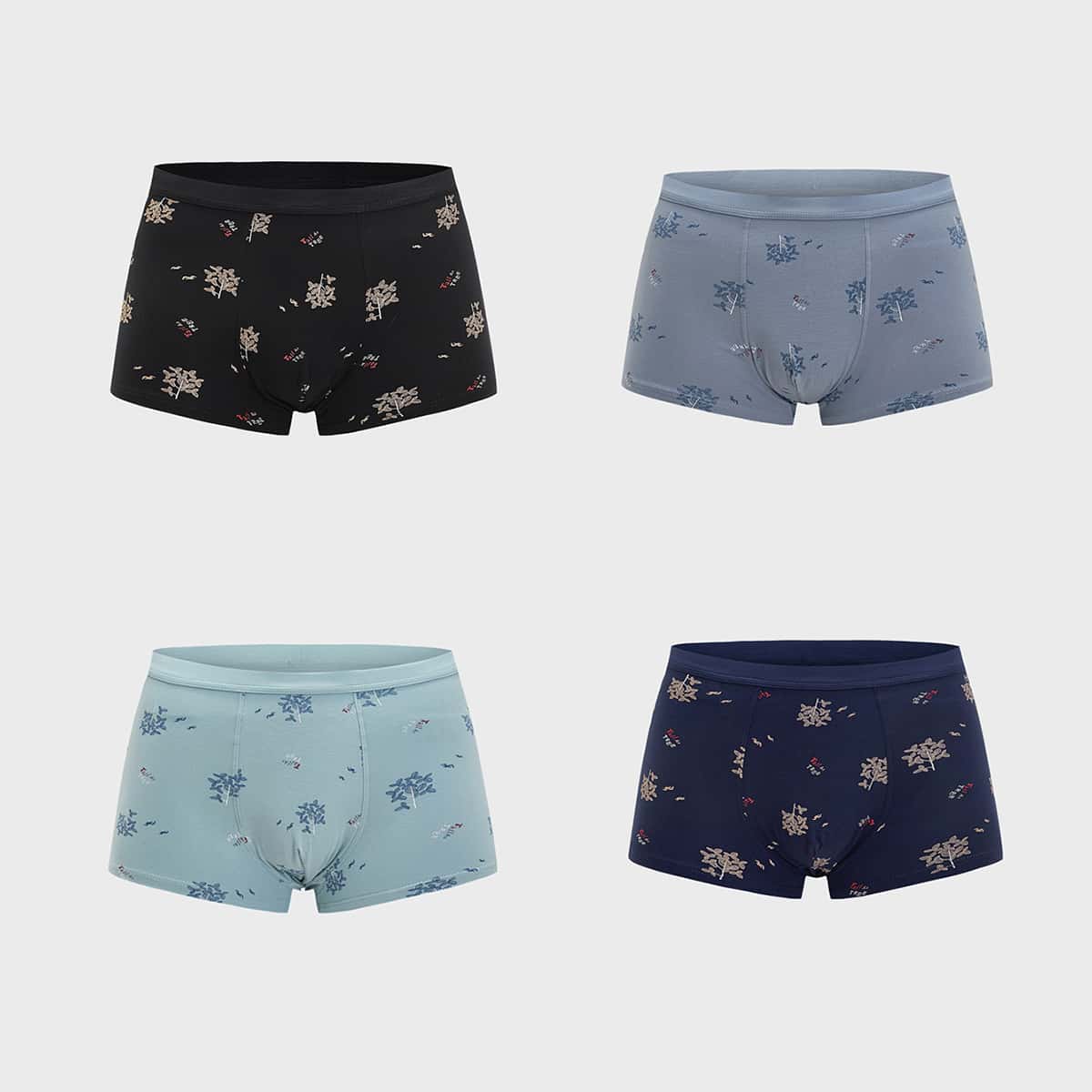 

Guys 4pcs Tree Print Boxer Brief, Multicolor
