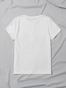 SHEIN LUNE Graphic Print Top - White - View 2