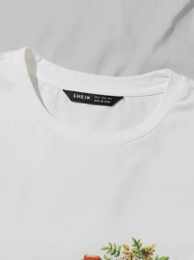 SHEIN LUNE Graphic Print Top - White - View 3