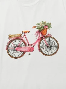 SHEIN LUNE Graphic Print Top - White - View 4