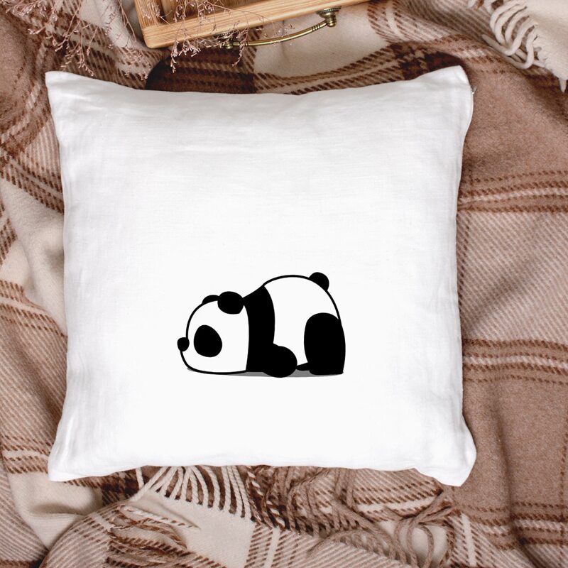 

Panda Print Cushion Cover Without Filler, Black and white