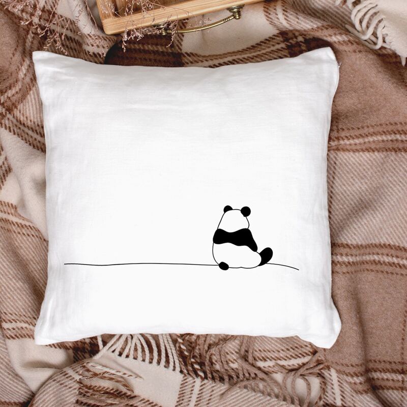 

Panda Print Cushion Cover Without Filler, Black and white