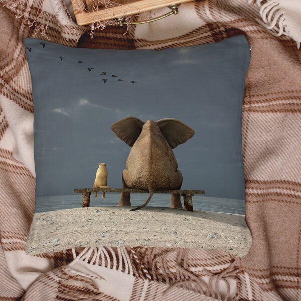 

Elephant Print Cushion Cover Without Filler, Multicolor