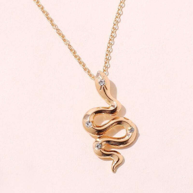 

Snake Pendant Necklace, Gold