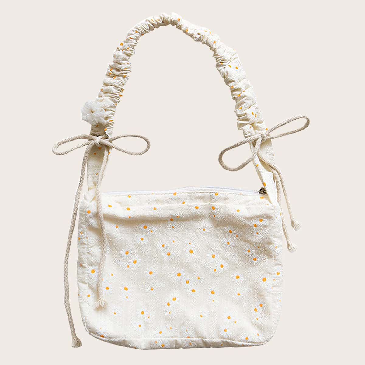 

Daisy Canvas Tote Bag, Beige