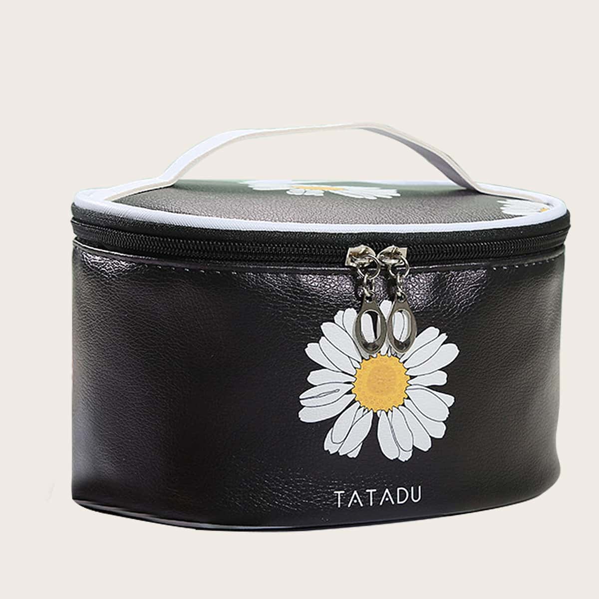 

Daisy Makeup Bag With Handle, Black
