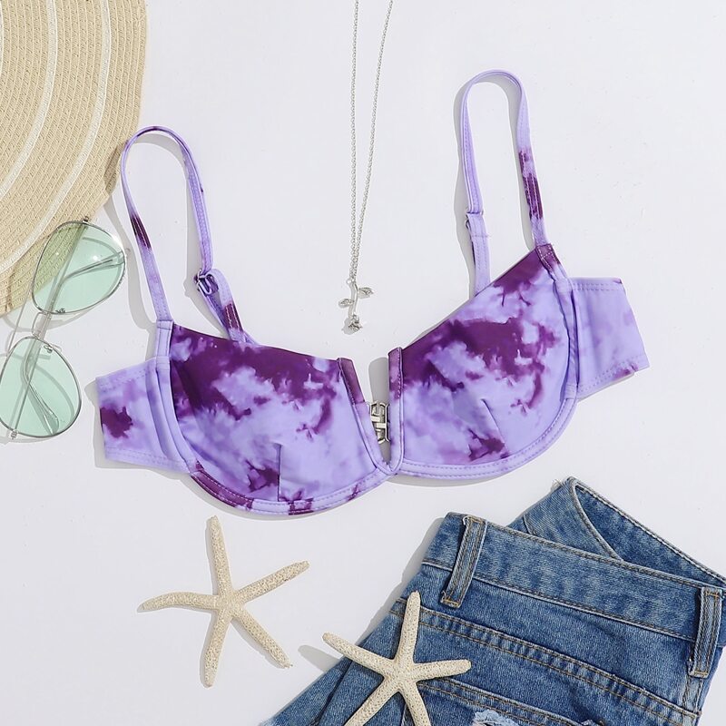 

Tie Dye Underwire Bikini Top, Violet purple