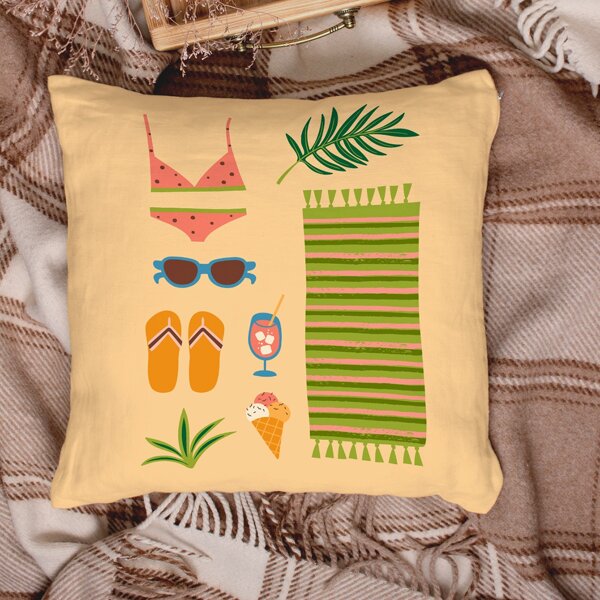 

Swimsuit Print Cushion Cover Without Filler, Multicolor