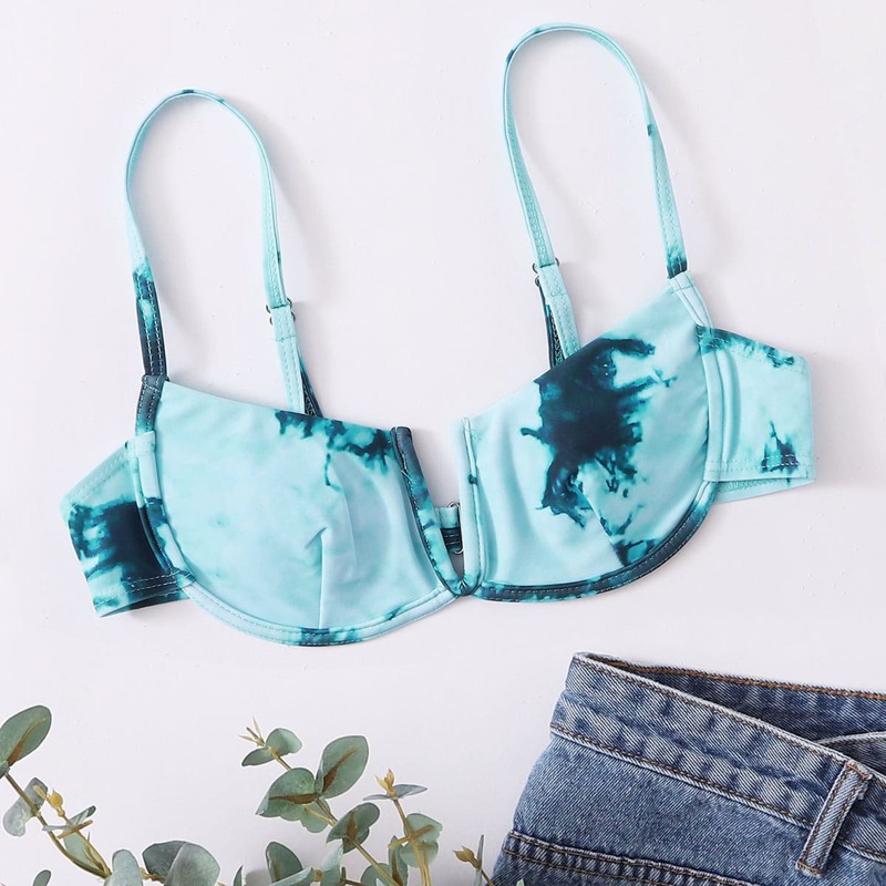 

Tie Dye Underwire Bikini Top, Mint blue