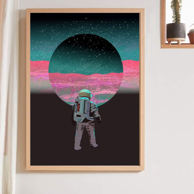 

Astronaut Print Wall Painting Without Frame, Multicolor