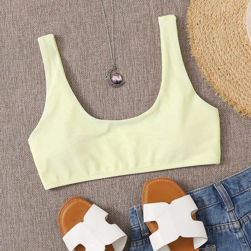 

Solid Tank Bikini Top, Yellow pastel