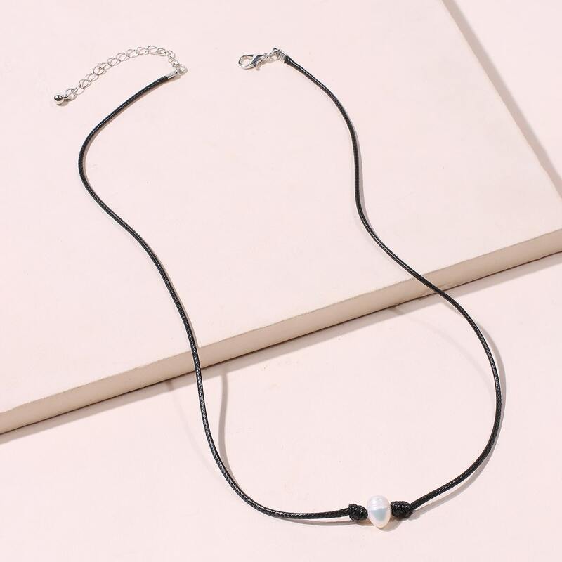 

Faux Pearl Choker, Black