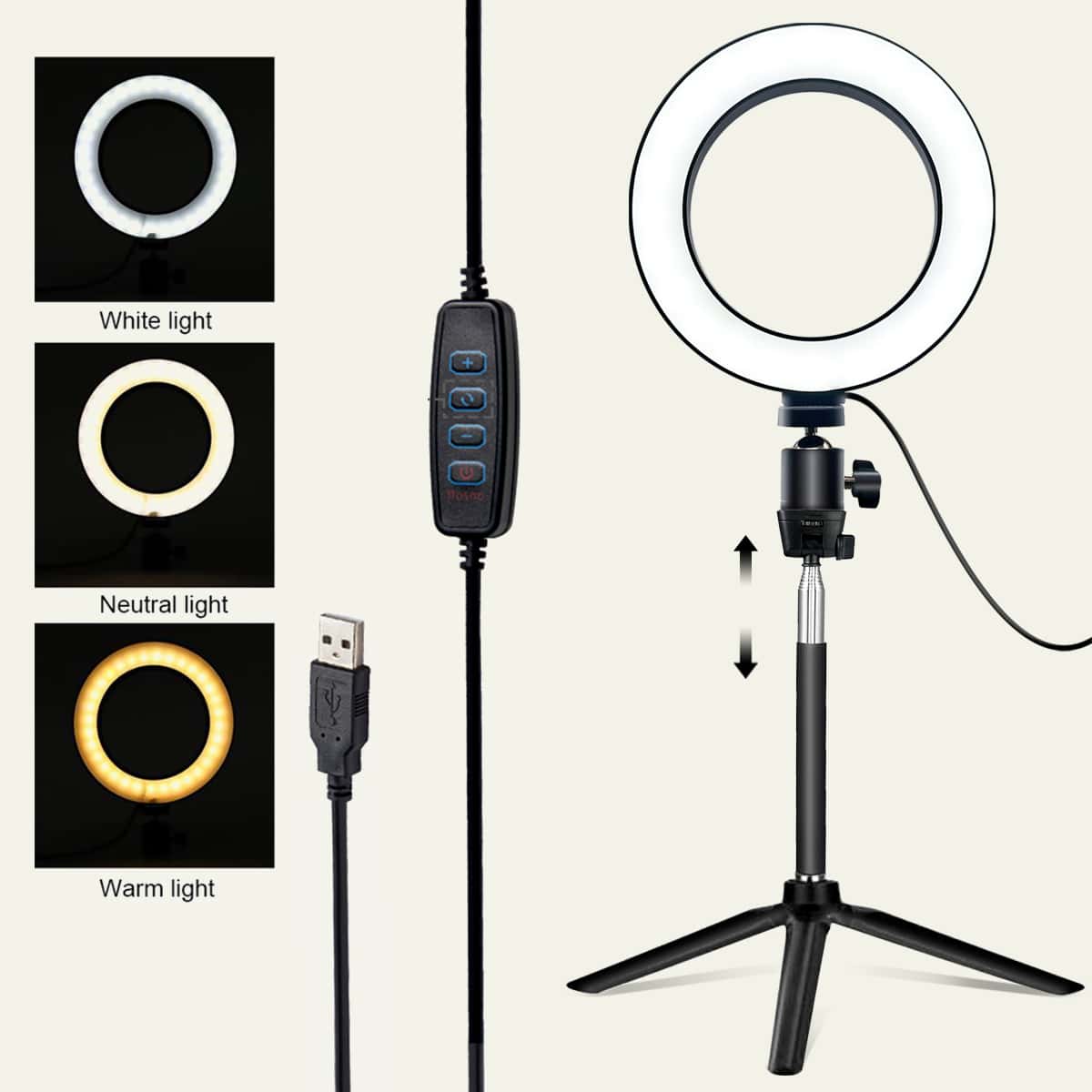 

1pc Retractable Fill Light With Bracket, Black