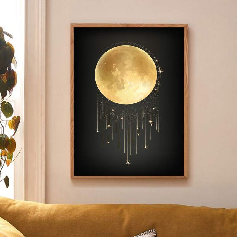 

Moon Print Wall Painting Without Frame, Multicolor