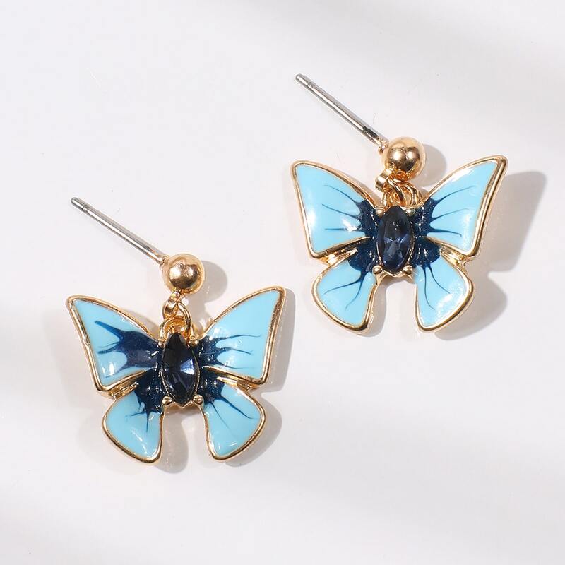 

Butterfly Drop Earrings, Blue