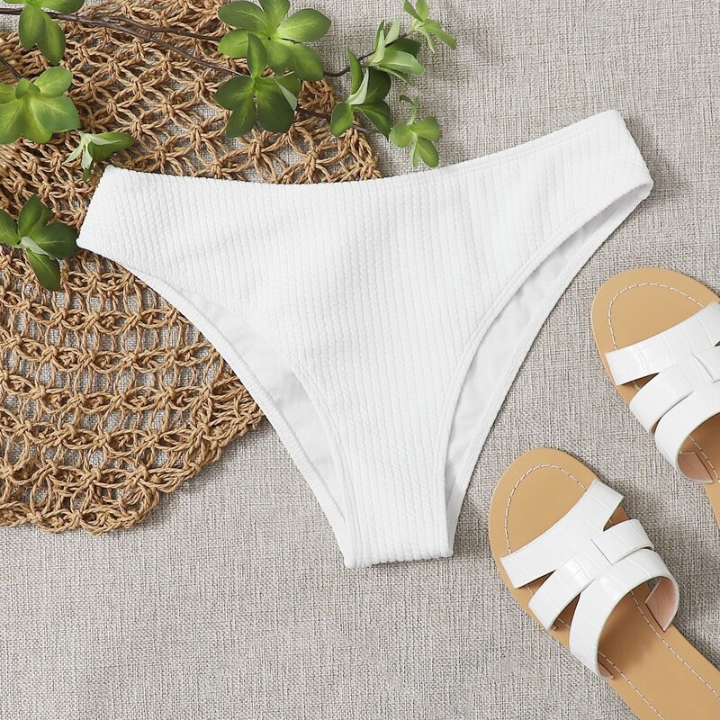 

Textured Bikini Bottom, White