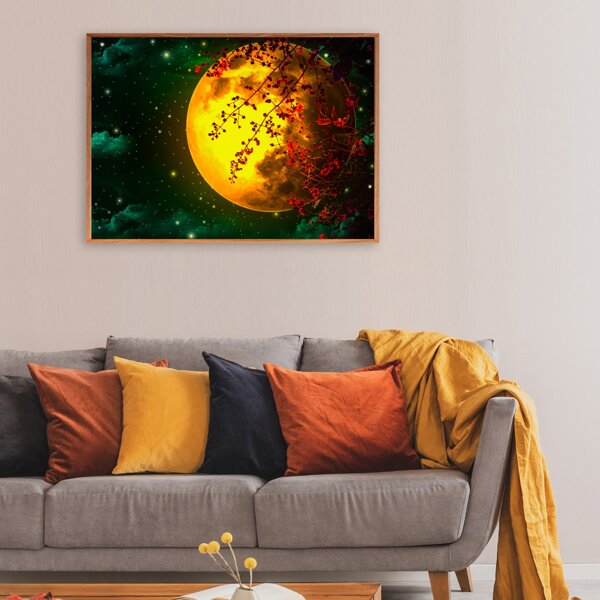 

Moonlight Print Wall Painting Without Frame, Multicolor