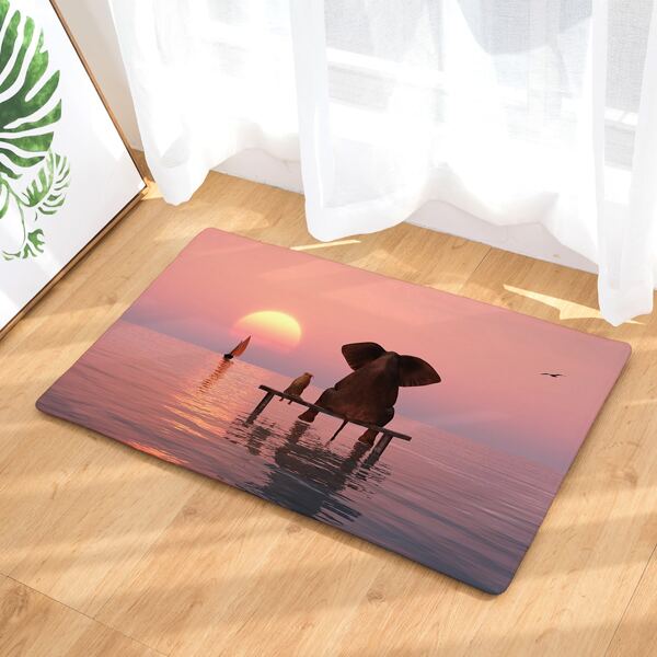

Elephant Print Floor Mat, Multicolor
