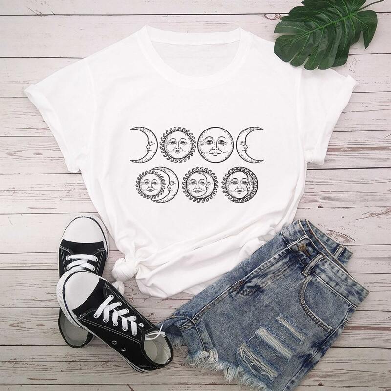 

Sun & Moon Graphic Tee, White