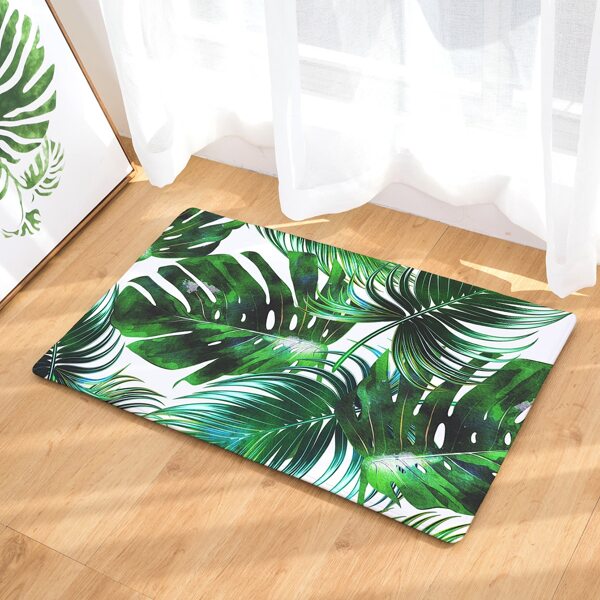 

Leaf Print Floor Mat, Multicolor