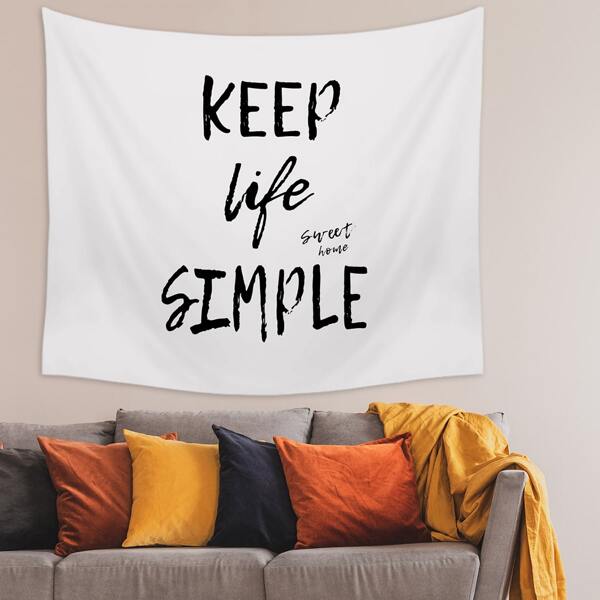 

Slogan Graphic Tapestry, Black and white