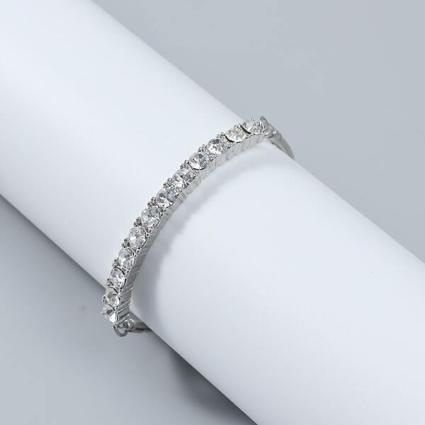 

Men Rhinestone Engraved Bracelet, Silver