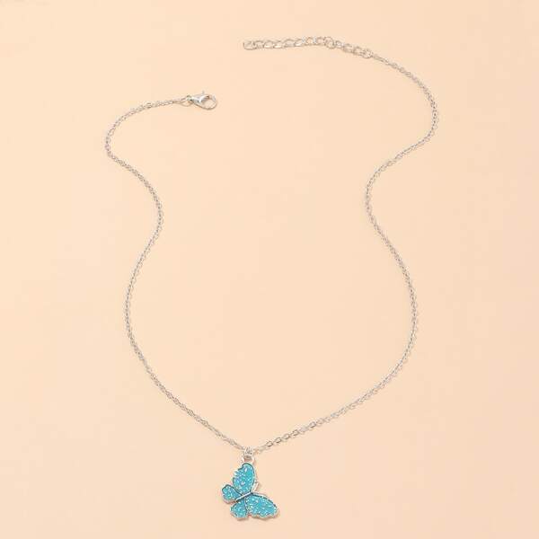

Butterfly Charm Necklace, Blue