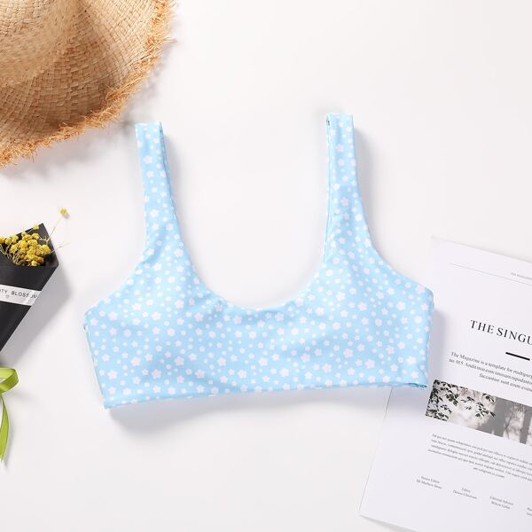 

Ditsy Floral Bikini Top, Baby blue