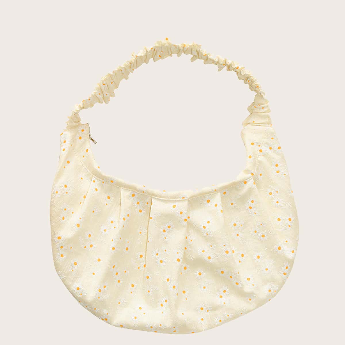 

Daisy Ruched Bag, Beige pastel