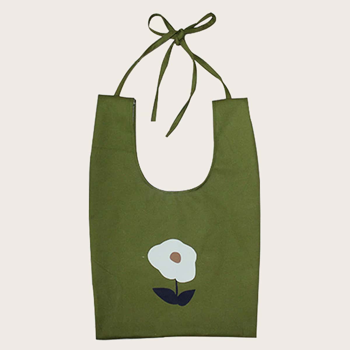 

Floral Knot Canvas Tote Bag, Army green