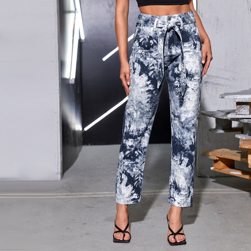 

Tie Dye Belted Jeans, Multicolor
