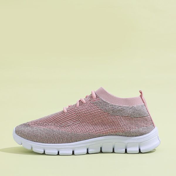 

Lace-up Front Colorblock Knit Sneakers, Pink