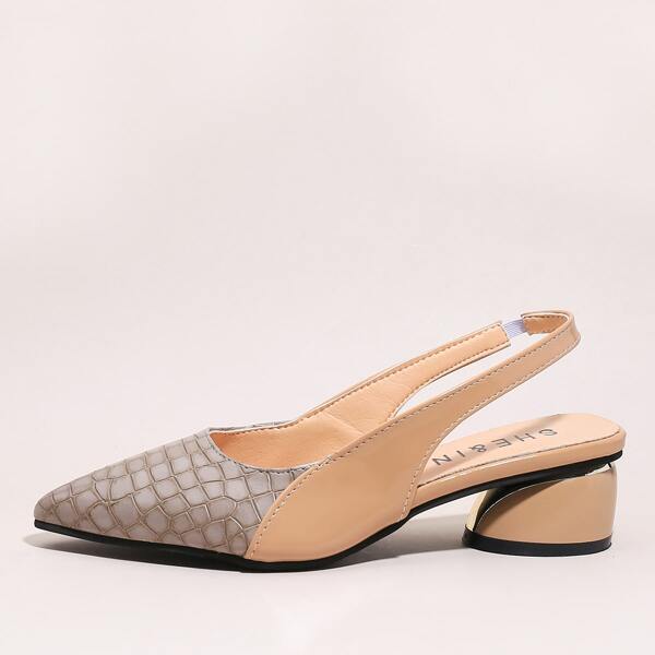 

Croc Embossed Slingback Chunky Pumps, Multicolor