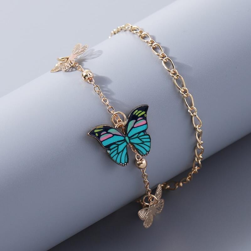 

Butterfly Charm Anklet, Multicolor