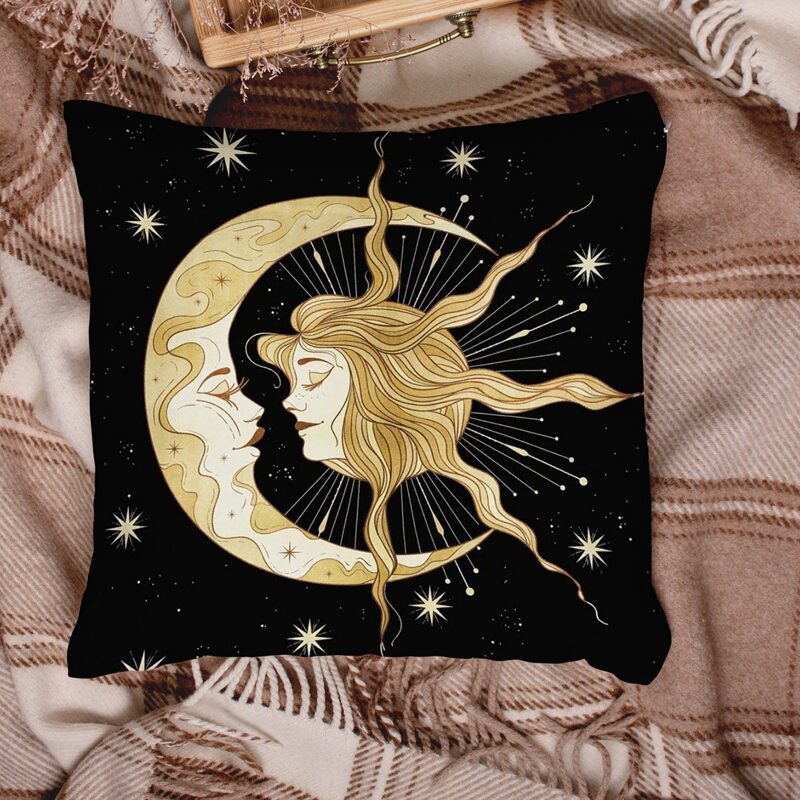 

Moon Print Cushion Cover Without Filler, Multicolor