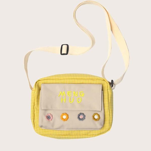 

Girls Floral Graphic Colorblock Crossbody Bag, Yellow